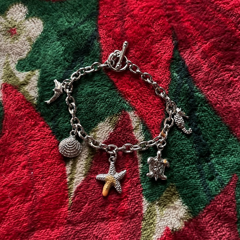 Silver Charm Bracelet with Sea Life Charms